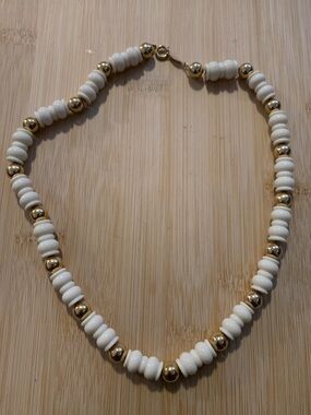 Vintage Napier White and Gold Beaded Necklace